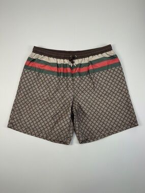 Gucci Brown Diamante Jacquard Nylon Swim Trunks XS NWT Italy